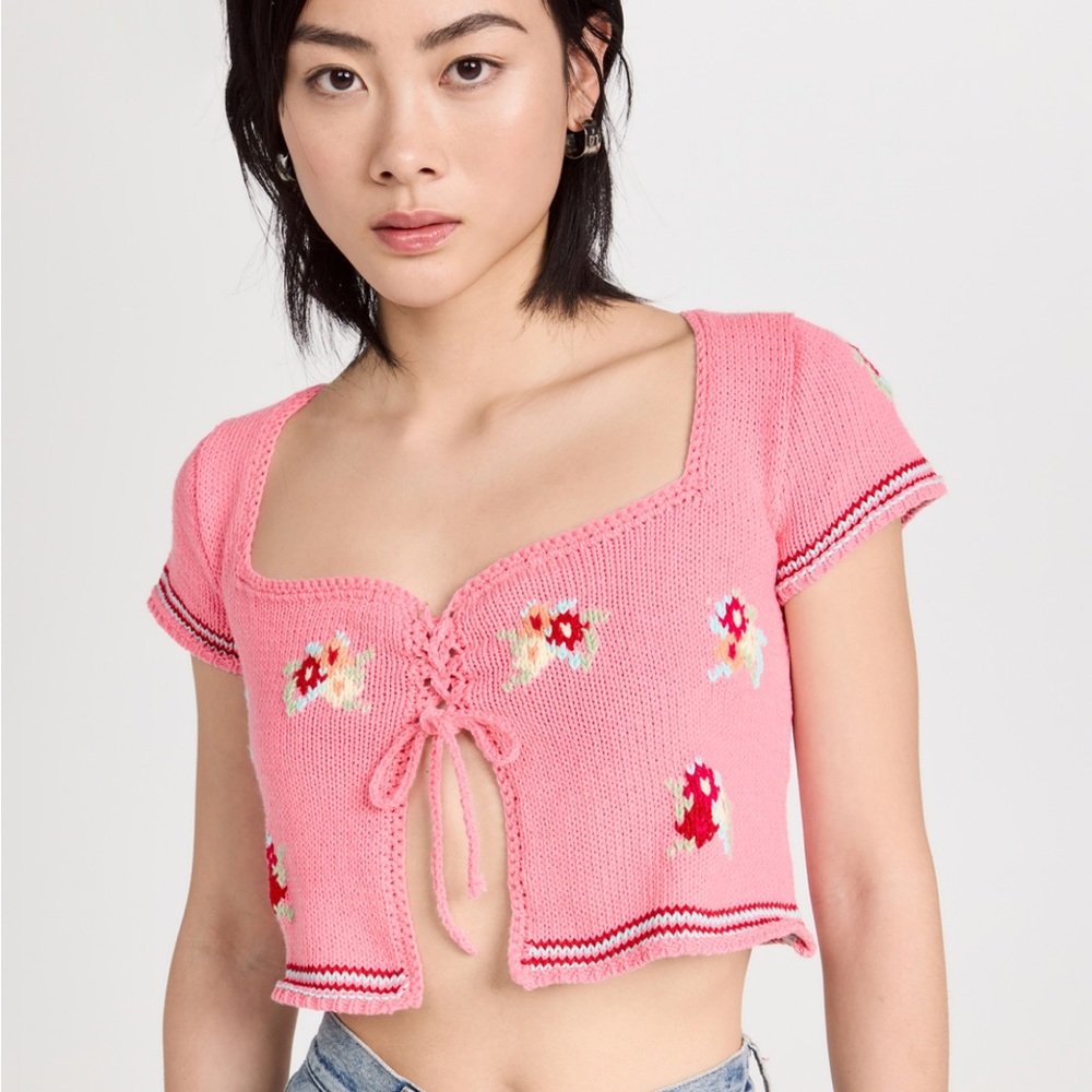 Tach Clothing Makina embroidered lace up top